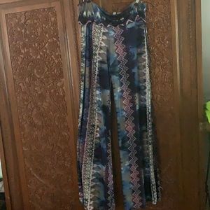 Loose leg polyester pants